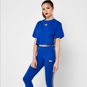 2 Piece Adidas Blue Logo Outfit Legging Crop Top